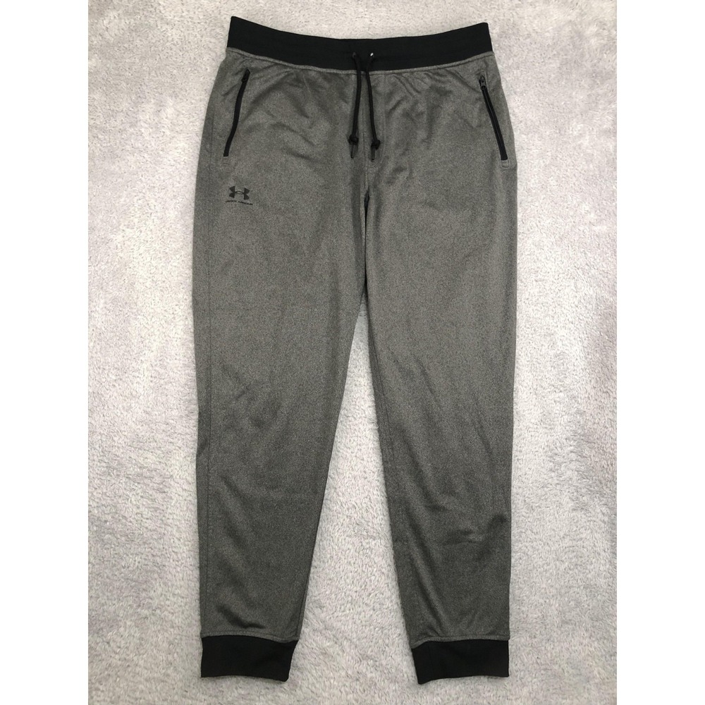 Under Armour Jogger Mens XL (35x30) Gray Pants Zip Pocket Drawstring